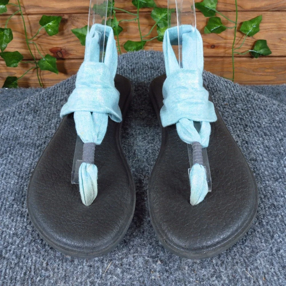 Sanuk Yoga Sling 2 Kids Girls‎ Slingback Sandals Size 5-6 Casual Aqua Metallic